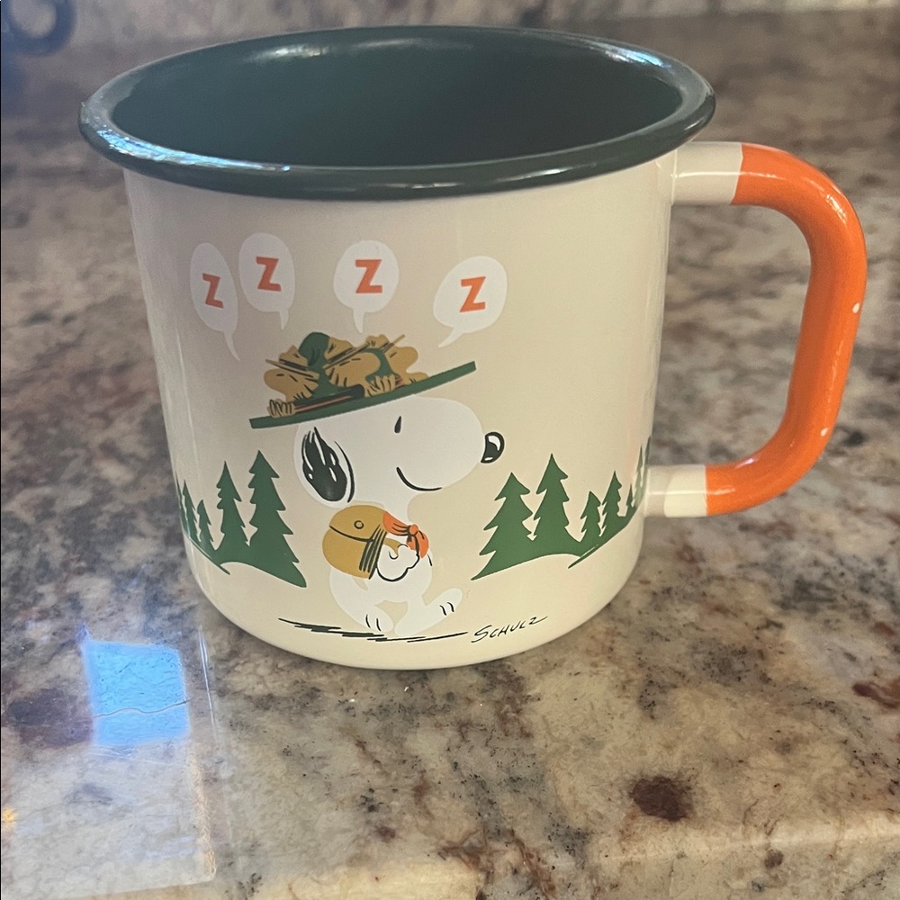Hallmark Snoopy Camping Mug with Orange Handle